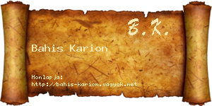 Bahis Karion névjegykártya